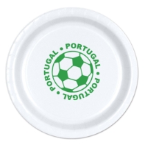 9" Soccer Paper Plates - Portugal (Pack of 96) soccer paper plates portugal, portugal soccer party supplies, portuguese sports party decorations, 9 inch soccer plates, soccer birthday tableware, bulk paper plates, portugal themed party supplies, Party Express plates, soccer banquet supplies