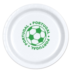 9" Soccer Paper Plates - Portugal (Pack of 96) soccer paper plates portugal, portugal soccer party supplies, portuguese sports party decorations, 9 inch soccer plates, soccer birthday tableware, bulk paper plates, portugal themed party supplies, Party Express plates, soccer banquet supplies