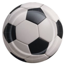 9" Soccer Plates (Pack of 96) soccer plates, 9 inch soccer plates, sturdy paper sports plates, graduation soccer plates, soccer party supplies, sports banquet tableware, disposable soccer plates, Party Express soccer plates, bulk soccer plates