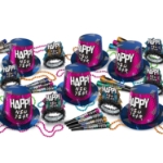 90's New Year Assortment for 50   90's New Year Assortment for 50, 2022, 90's, new year's eve, party kit, hat, tiara, horn, bead, wholesale, inexpensive, bulk, party favor