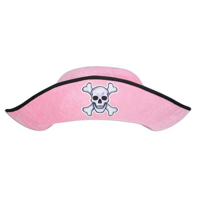 Adult Pink Felt Pirate Hat with White Skull and bones