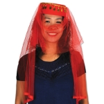 Arabian dancer hat in red with gold accents. 