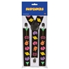 Arcade icon printed suspenders with adjustable straps.