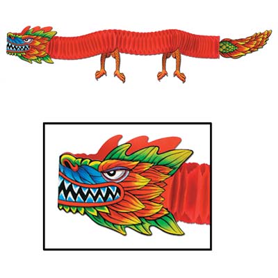 Red Body and color head with Tail Asian Tissue Dragon