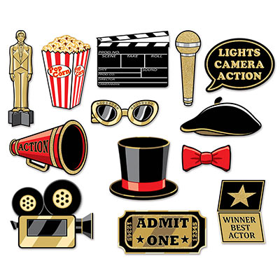 Fun signs for an award night with a clapboard, microphone, and more.