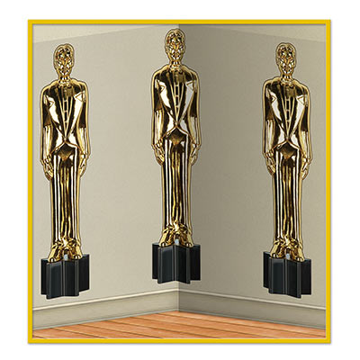 Awards Night Male Statuettes Backdrop printed on thin plastic material.