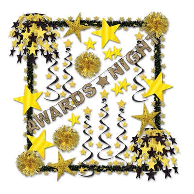 black and gold decorating kit with an awards night theme