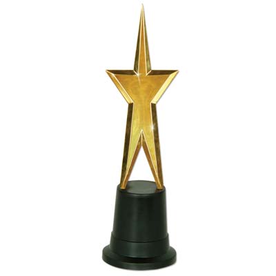 Black plastic base shaped like a top hat with a golden star on top.