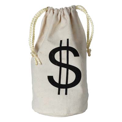 White "$" Bag with Black Money Sign