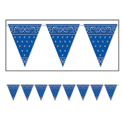 Blue pennant banner printed with a bandana look.