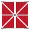 Red Barn Door Props printed on thin plastic material.