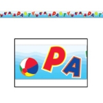 Beach Ball Party Tape with different colors of lettering 