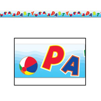 Beach Ball Party Tape with different colors of lettering 
