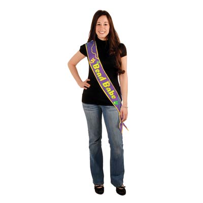 Bead Babe Satin Sash (Pack of 6) satin, sash, beads, babe, mardi gras 