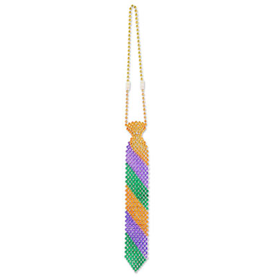 Beaded tie in gold, green and purple for Mardi Gras.