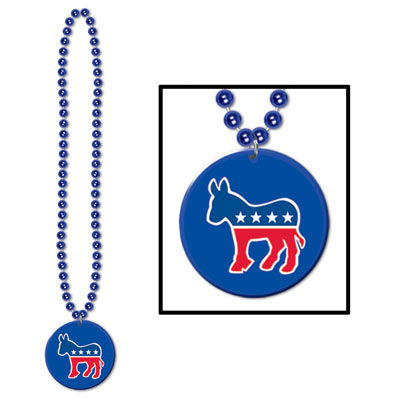 Blue Beads with Democratic Medallion for election day 