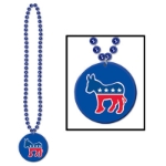 Blue Beads with Democratic Medallion for election day 