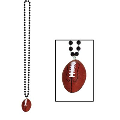 Black small round beads with football medallion attached.