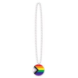 Beads w/Pride Flag Medallion