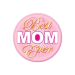Best Mom Ever Button (Pack of 6) best mom ever button, mother’s day button, mom appreciation pin, pink white gold button, 2 inch button, metal pin button, Party Express buttons