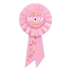 Best Mom Ever Rosette (Pack of 6) best mom ever rosette, mom award ribbon, pink mom ribbon, Mother’s Day award, appreciation ribbon, heart design rosette, mom celebration décor, Party Express Mother’s Day supplies
