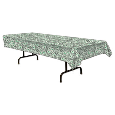 Light Green Plastic Table Cover with Money