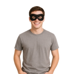 Black Fabric Hero Mask (Pack of 12) black hero mask, black fabric mask, hero mask pack of 12, elastic superhero mask, kids party masks, costume accessories, superhero masks bulk, group costume masks, party express mask
