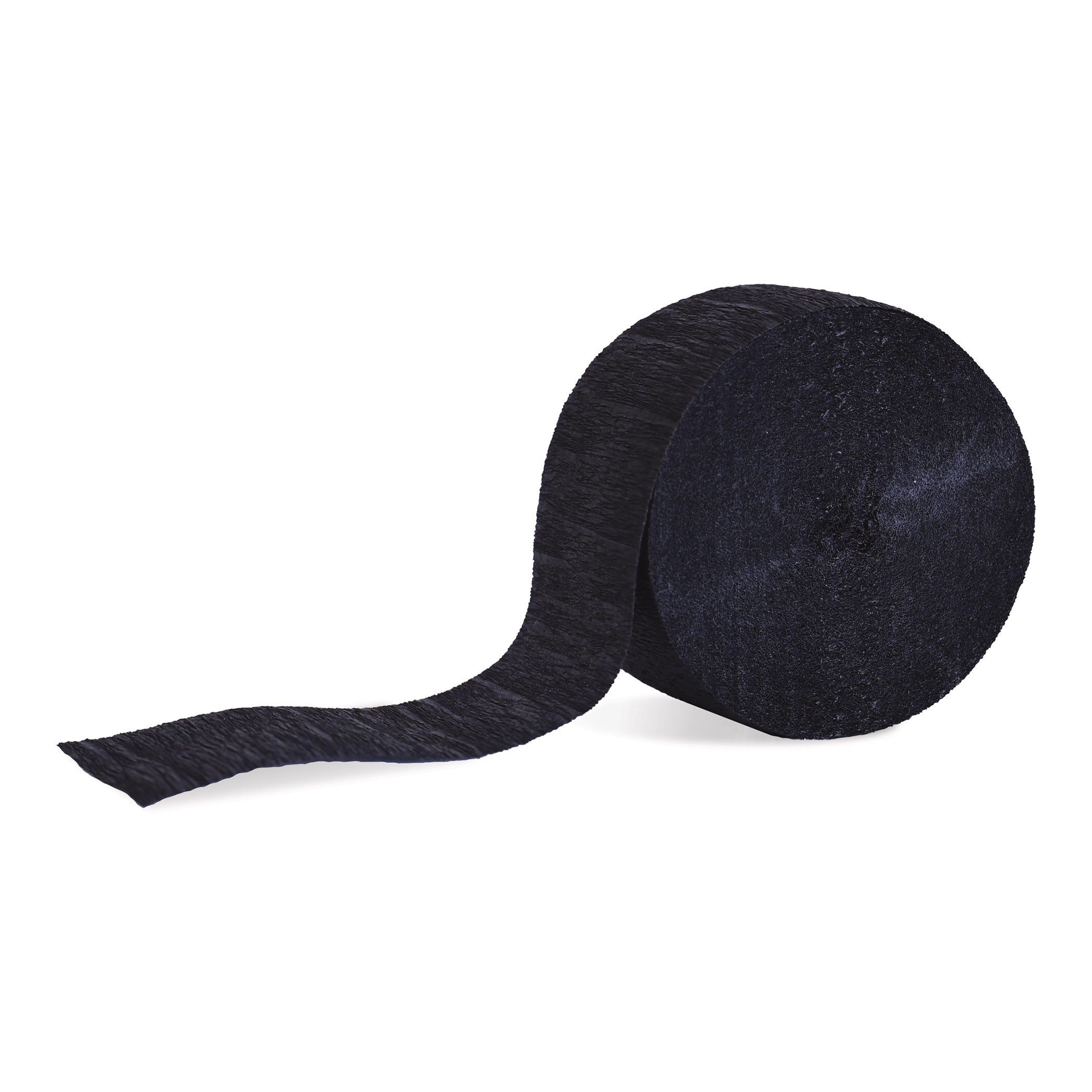 Black Festive Crepe Streamer (Pack of 24) black crepe streamers, black party streamers, festive crepe streamer, PartyExpress streamers, bulk party decorations, flame-retardant streamers, black event décor, graduation decorations black, black birthday décor, crepe paper streamers pack of 24