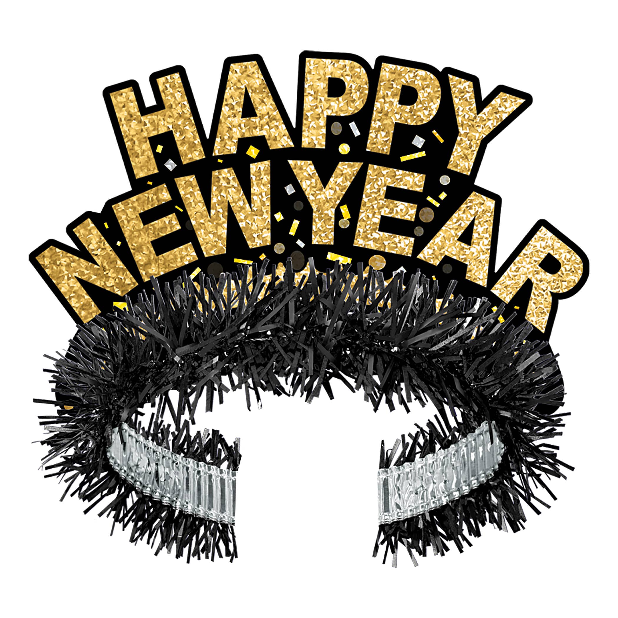 Black & Gold Confetti New Year Tiara 
