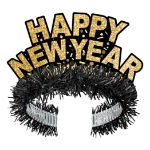 Black & Gold Confetti New Year Tiara 