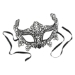 Black lace mask with black ribbon attached. 