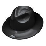 Black Plastic Fedora (Pack of 25) black plastic fedora, bulk fedora hats, black fedora party favors, plastic fedora pack of 25, costume accessories, gangster fedora hats, event hats wholesale, Party Express fedora, black party hats
