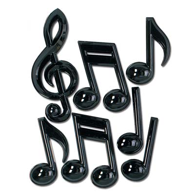 Black Plastic Musical Notes wall decorations 