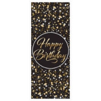 Black, Gold & Silver Happy Birthday Door Cover