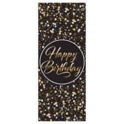 Black, Gold & Silver Happy Birthday Door Cover