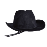 Black Velour Cowboy Hat (Pack of 6) black cowboy hat, velour cowboy hat, western party hat, adjustable chin strap hat, cowboy costume accessory, black western hat, party cowboy hats, Party Express western supplies