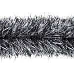 Black and Silver Tinsel Garland made of metallic tinsel material.