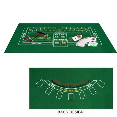Table top board for game of blackjack and craps.