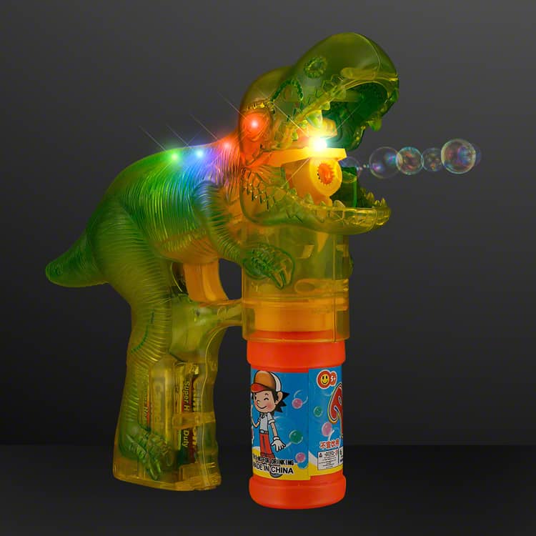 Blinky Lights Dinosaur Bubble Gun (Pack of 12) dinosaur bubble gun, LED bubble gun, light up bubble blaster, kids bubble toy, no sound bubble gun, party bubble toys, glowing bubble gun, Party Express bubble gun