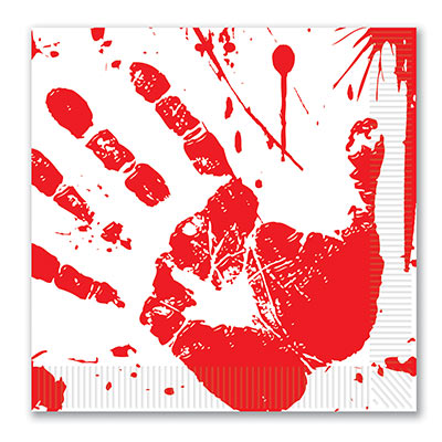 Bloody Handprints Luncheon Napkins (Pack of 192) Blood, handprints, lunch, luncheon, napkins, crime scene, halloween, murder 