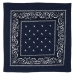 Traditional blue bandana with white print.