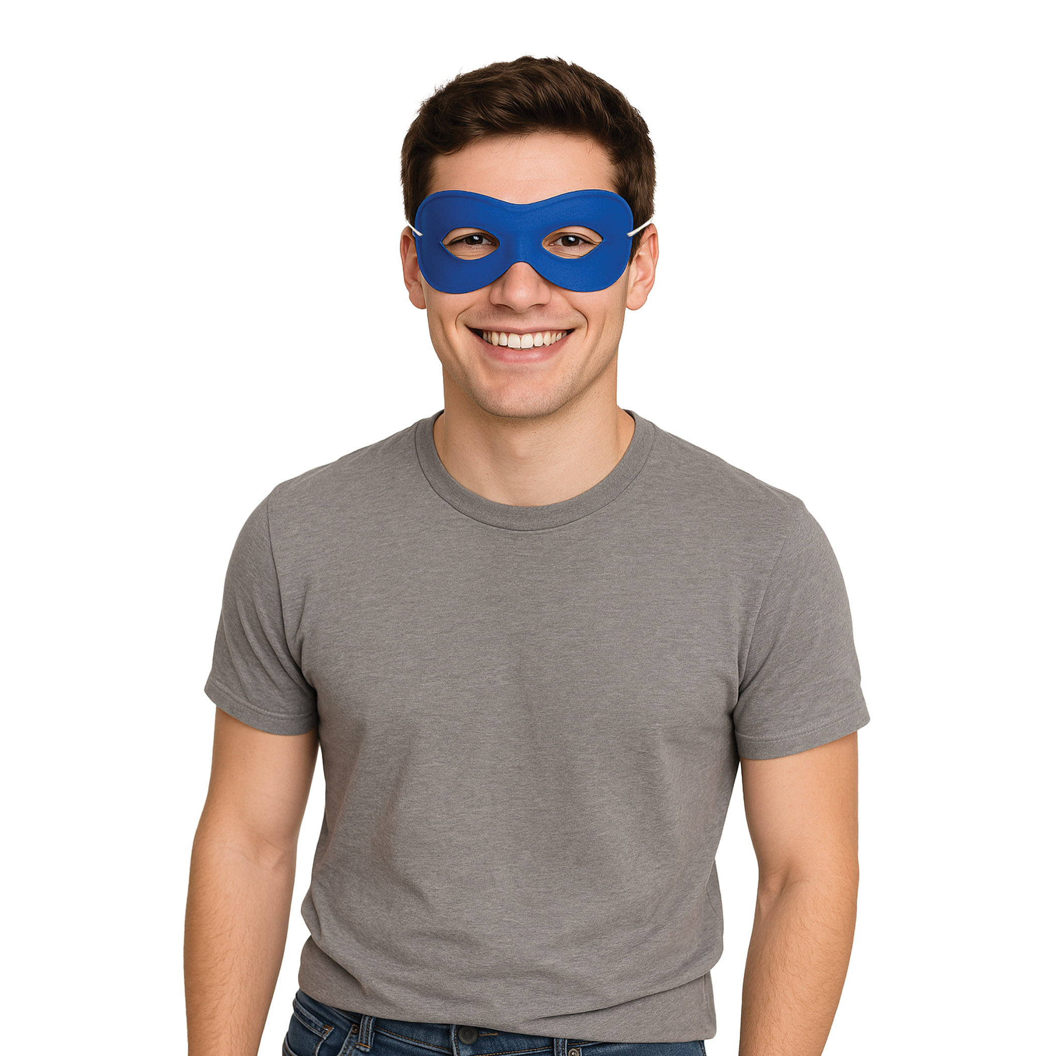 Blue Fabric Hero Mask (Pack of 12) blue hero mask, blue fabric mask, hero mask pack of 12, elastic superhero mask, kids party masks, costume accessories, superhero masks bulk, group costume masks, party express mask