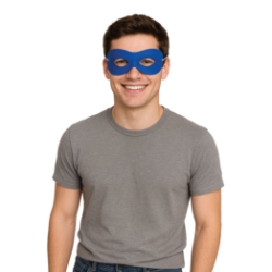 Blue Fabric Hero Mask (Pack of 12) blue hero mask, blue fabric mask, hero mask pack of 12, elastic superhero mask, kids party masks, costume accessories, superhero masks bulk, group costume masks, party express mask