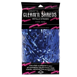 Blue Gleam N Shreds Metallic Strands (Pack of 12) blue metallic shreds, blue basket filler, gleam n shreds blue, metallic strands décor, gift basket filler blue, party décor shreds, blue centerpiece accents, Party Express metallic shreds