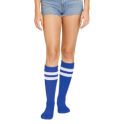 Blue Knee Socks (Pack of 12 Pairs) blue knee socks, knee high socks blue, one size fits most socks, polyester blend socks, team socks, spirit day socks, cheer socks, costume socks, bulk socks pack, Party Express socks