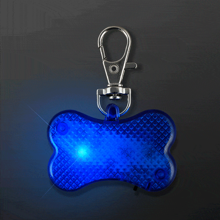 Blue LED Dog Bone Safety Pet Light (Pack of 12) LED dog bone light, pet safety light blue, dog collar light, blinking pet light, steady LED pet light, nighttime dog visibility, pet accessories LED, Party Express pet safety lights