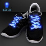 Blue LED Shoelaces for Night Fun Runs (Pack of 12) blue LED shoelaces, light up shoelaces, glow shoelaces, fun run accessories, nighttime running gear, LED laces pack of 12, safety shoelaces, illuminated shoelaces, running accessories LED, glow in the dark laces