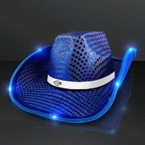 Blue Sequin LED Cowboy Hats