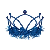 Blue Plastic Fringed Tiara (Pack of 12) blue plastic tiara, blue tiara party favors, tinsel fringe tiara, combs attached tiara, costume tiara, birthday tiara, kids party accessories, bulk tiaras, blue party decorations, Party Express tiaras