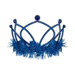 Blue Plastic Fringed Tiara (Pack of 12) blue plastic tiara, blue tiara party favors, tinsel fringe tiara, combs attached tiara, costume tiara, birthday tiara, kids party accessories, bulk tiaras, blue party decorations, Party Express tiaras